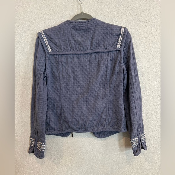 The Buckle Stoosh Blue Quilted Jacket Medium Fitted Zip Sweater a493 - Picture 7 of 10